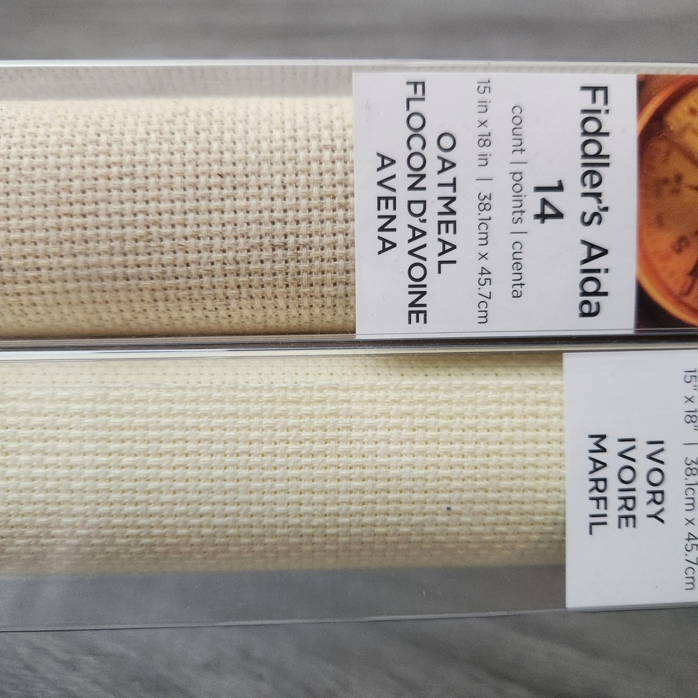 Charles Craft Aida Cloth 14 count Cross Stitch Tones 1 Oatmeal & 1 Ivory 15x18 - Picture 12 of 14